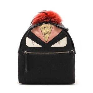 Fendi Bugs Monster Backpack python fur black red pink